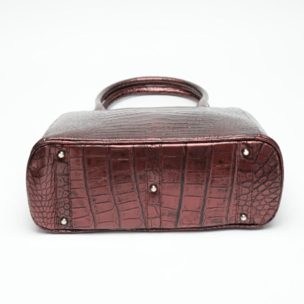 クロコダイル CROCODILE ハンドバッグ
2WAY ブカッティー メタリック クロコダイル 3994 ワイン 【SS】
【中古】