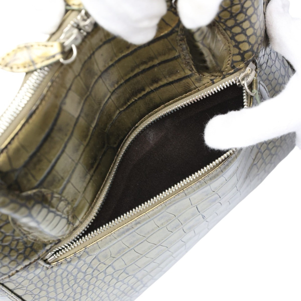 クロコダイル CROCODILE ハンドバッグ
ハンドバッグ クロコダイル 訳あり クロコダイル ゴールド 【SS】