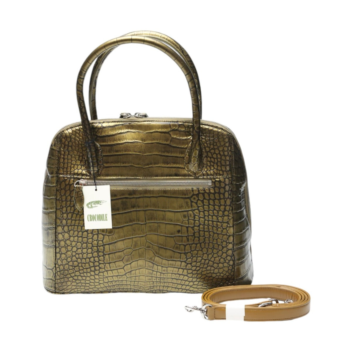 クロコダイル CROCODILE ハンドバッグ
2WAYバッグ メタリック 訳あり クロコダイル 3994 オリーブメタリック 【SS】