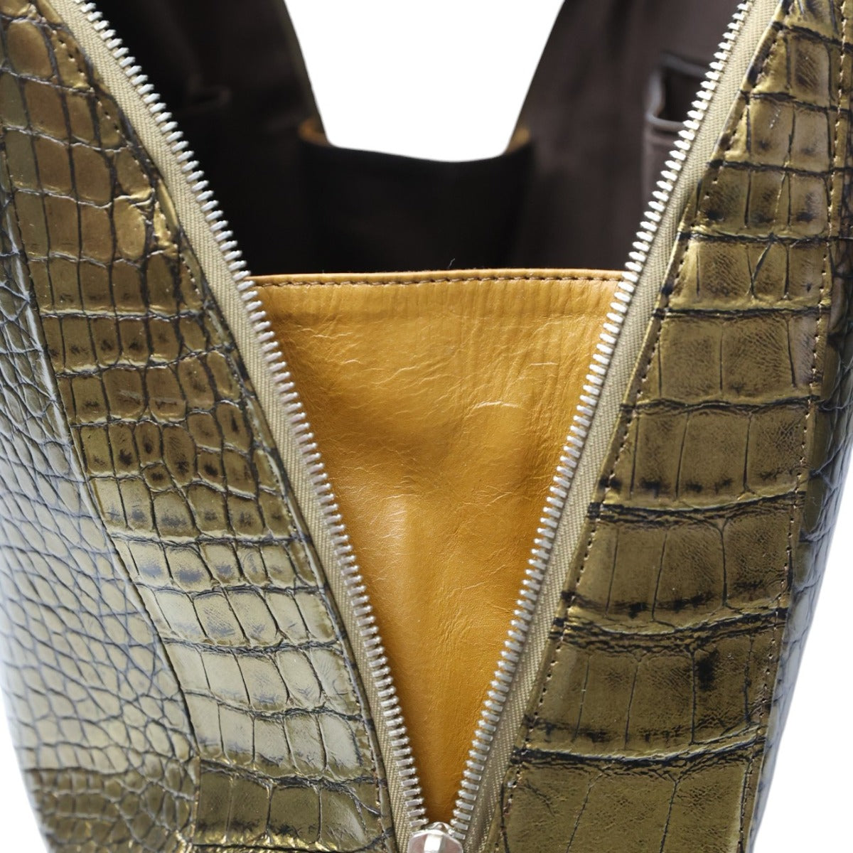 クロコダイル CROCODILE ハンドバッグ
2WAYバッグ メタリック 訳あり クロコダイル 3994 オリーブメタリック 【SS】
