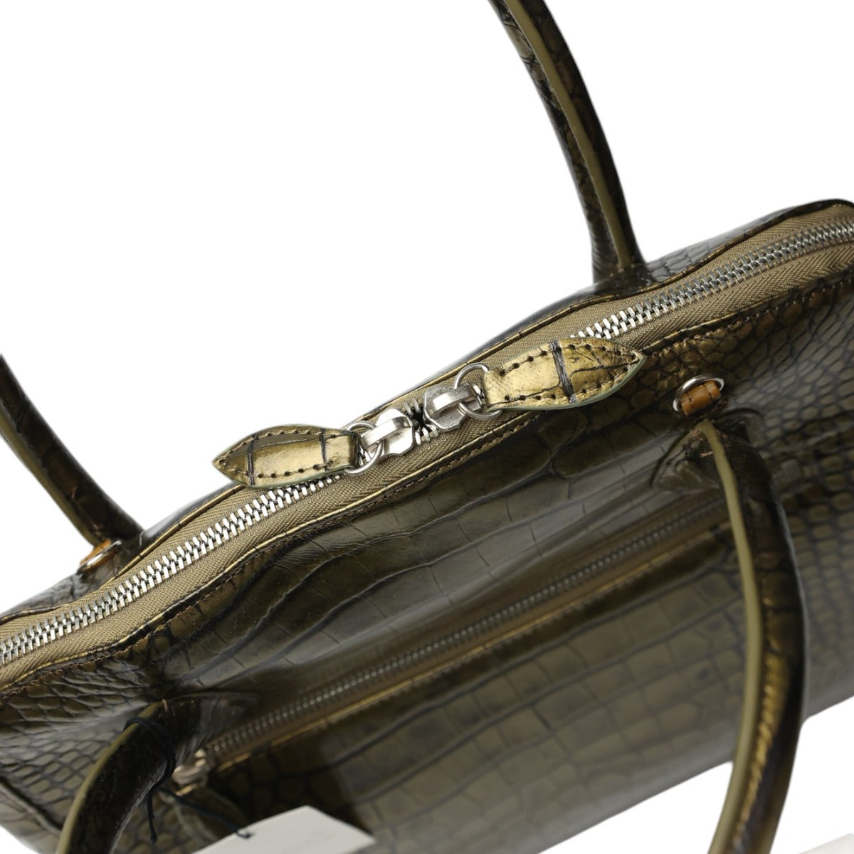 クロコダイル CROCODILE ハンドバッグ
2WAYバッグ メタリック 訳あり クロコダイル 3994 オリーブメタリック 【SS】