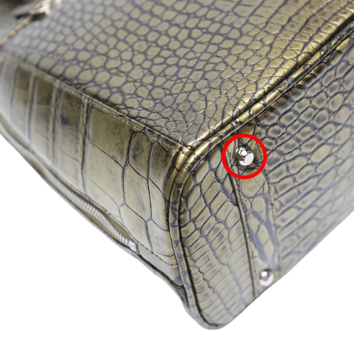 クロコダイル CROCODILE ハンドバッグ
2WAYバッグ メタリック 訳あり クロコダイル 3994 オリーブメタリック 【SS】