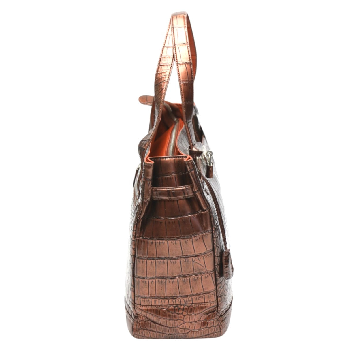 クロコダイル CROCODILE トートバッグ
ハンドバッグ メタリック カデナ付き クロコダイル 3983 ブラウン 【SS】