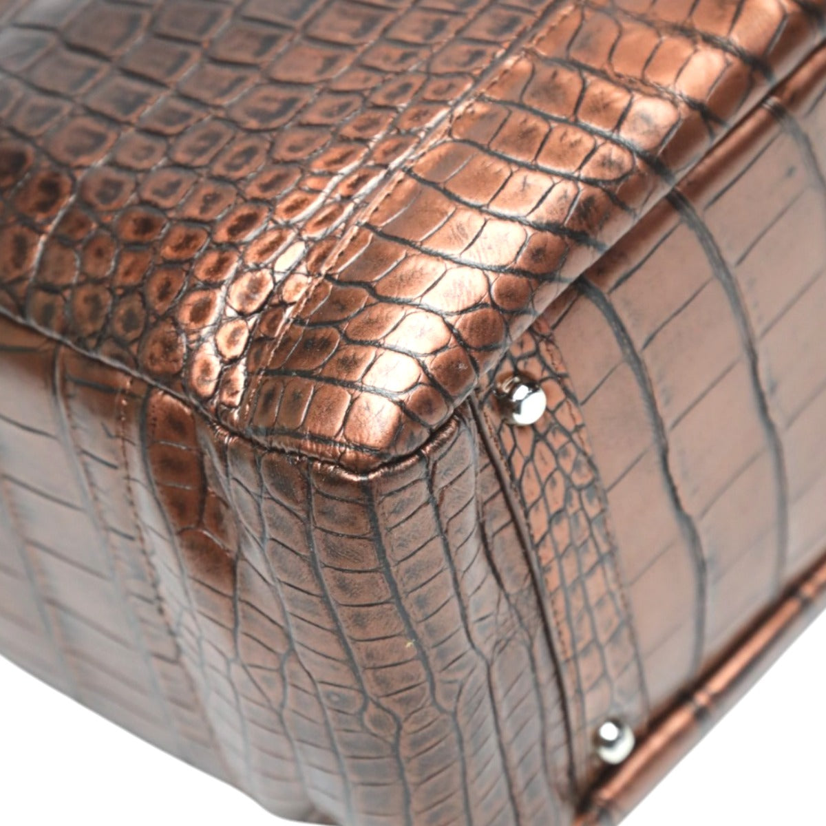 クロコダイル CROCODILE トートバッグ
ハンドバッグ メタリック カデナ付き クロコダイル 3983 ブラウン 【SS】