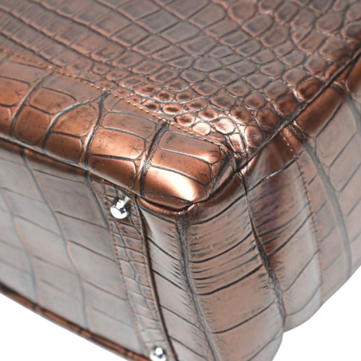 クロコダイル CROCODILE トートバッグ
ハンドバッグ メタリック カデナ付き クロコダイル 3983 ブラウン 【SS】