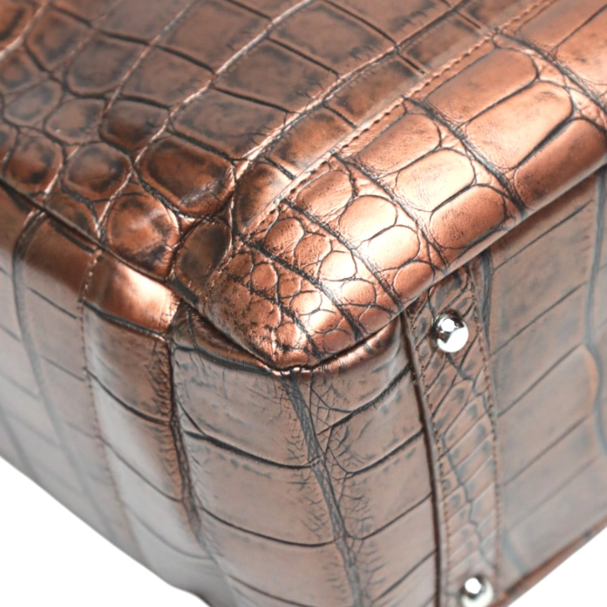 クロコダイル CROCODILE トートバッグ
ハンドバッグ メタリック カデナ付き クロコダイル 3983 ブラウン 【SS】