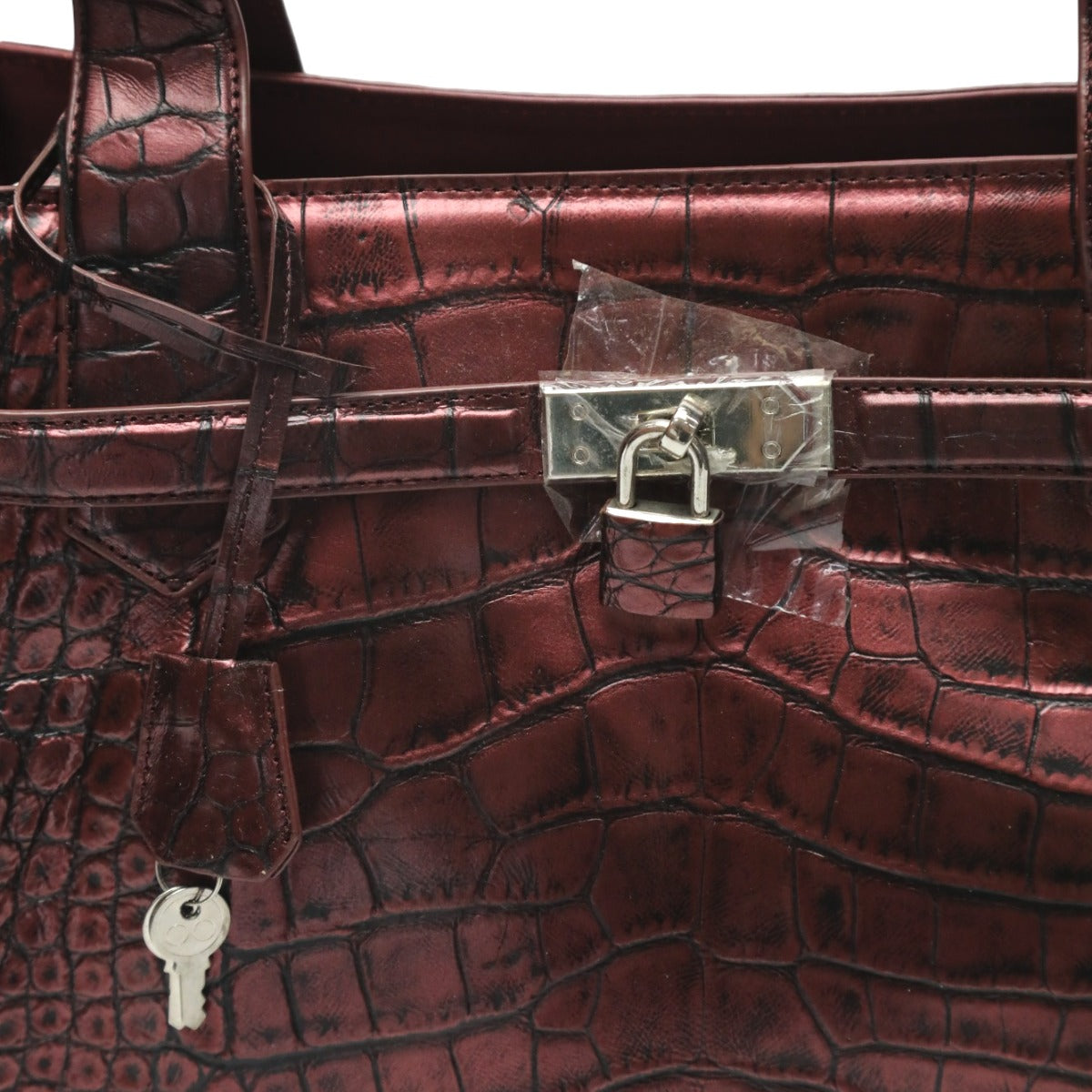 クロコダイル CROCODILE トートバッグ
メタリック 訳あり カデナ付き クロコダイル 3983 ワイン 【SS】
【中古】