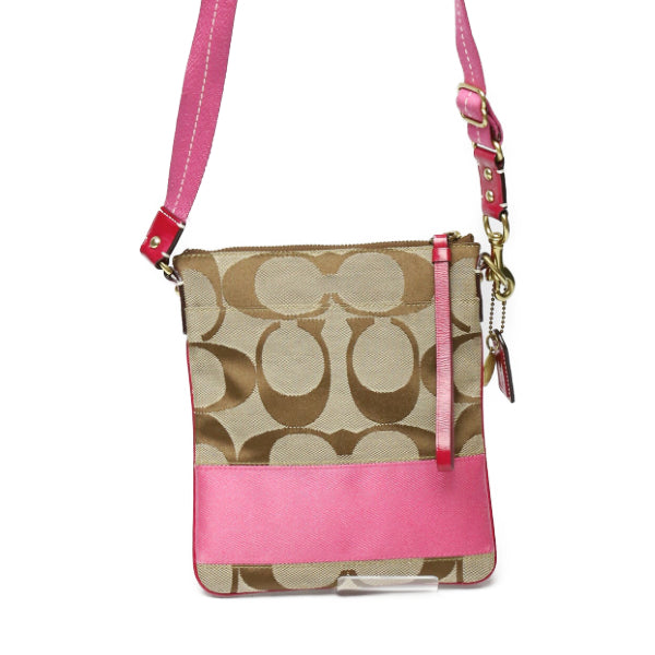 コーチ COACH ショルダーバッグ
外ポケット付き シグネチャー 斜めかけ レザー 10129 カーキ×ピンク 【SS】
【中古】