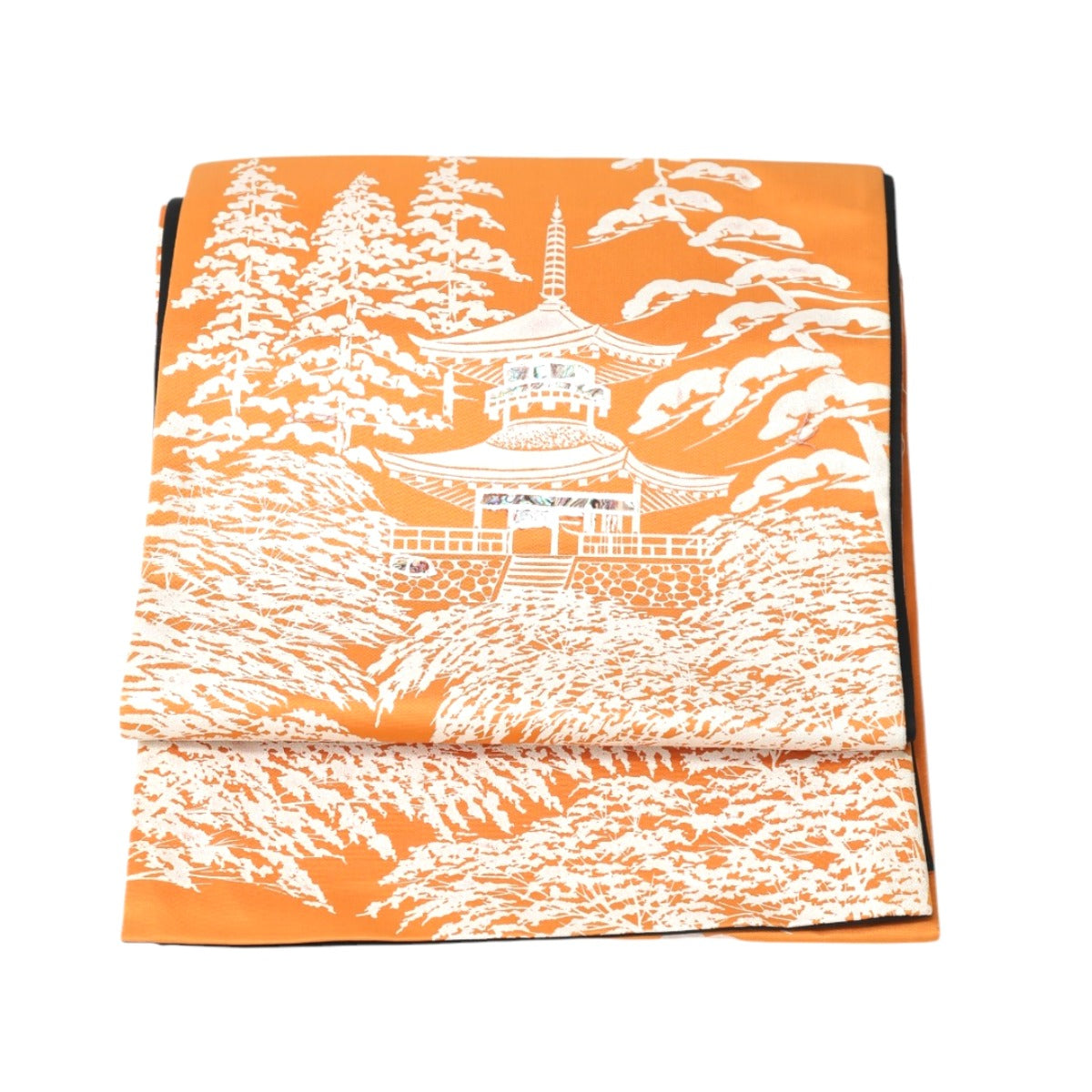 袋帯
袋帯 正絹 縫い袋 六通柄 貝細工 シルク オレンジ 【SS】
【中古】