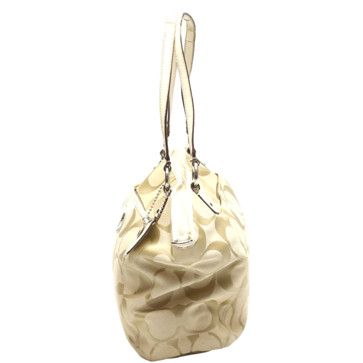 コーチ COACH トートバッグ
シグネチャー ストライプ ポケット レザー F19203 ライトカーキ×ホワイト 【SS】
【中古】