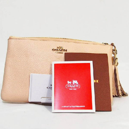 コーチ COACH ポーチ
 アクセサリーポーチ ミニバッグ ゴールドチェーン プレーリー ジップ リストレット ポリッシュ ペブルレザー レザー 【SS】
 【中古】