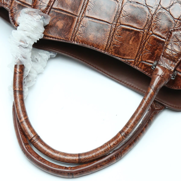 クロコダイル CROCODILE ハンドバッグ
2wayショルダー クロコダイル サイドポケット付 天ファスナー クロコダイル LB-3054 ブラウン 【SS】