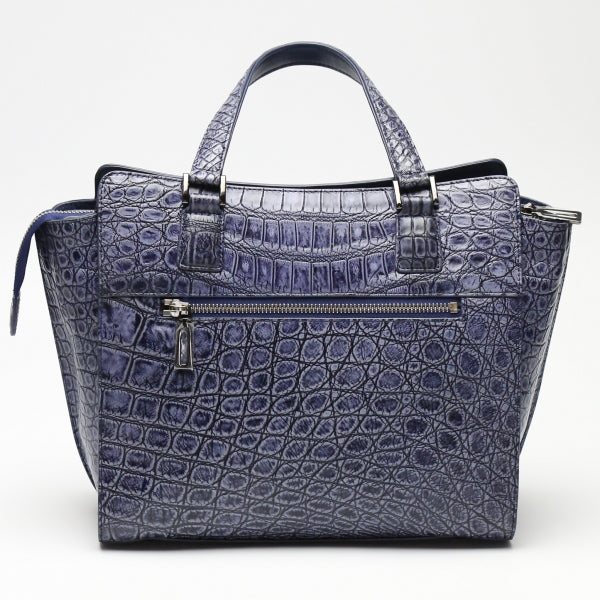 クロコダイル CROCODILE ハンドバッグ
2WAY ショルダーストラップ付 クロコダイル LB-3055 ネイビー 【SS】