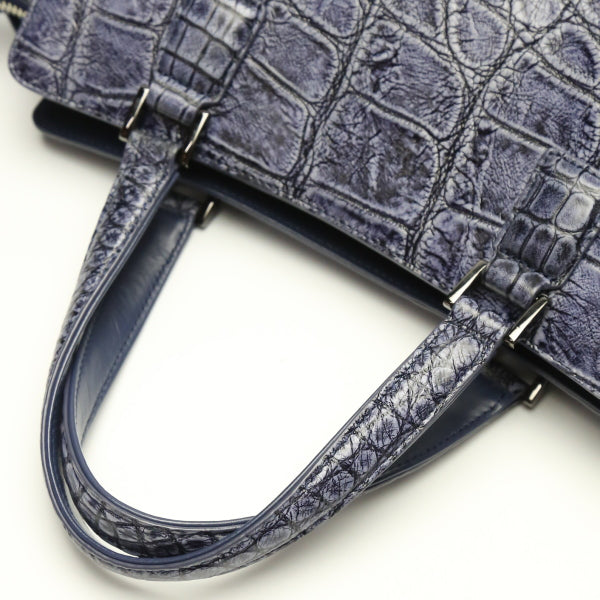 クロコダイル CROCODILE ハンドバッグ
2WAY ショルダーストラップ付 クロコダイル LB-3055 ネイビー 【SS】