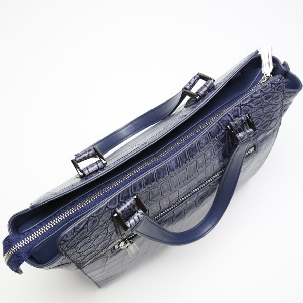 クロコダイル CROCODILE ハンドバッグ
2WAY ショルダーストラップ付 クロコダイル LB-3055 ネイビー 【SS】