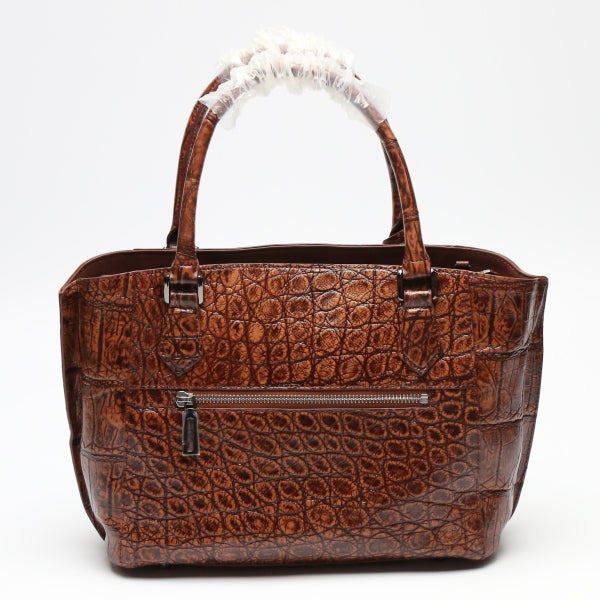 クロコダイル CROCODILE ハンドバッグ
2WAY 天ファスナー ショルダーストラップ付 パドロック付 クロコダイル LB-3056 ブラウン 【SS】