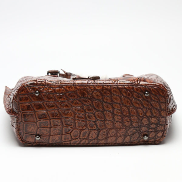 クロコダイル CROCODILE ハンドバッグ
2WAY 天ファスナー ショルダーストラップ付 パドロック付 クロコダイル LB-3056 ブラウン 【SS】
