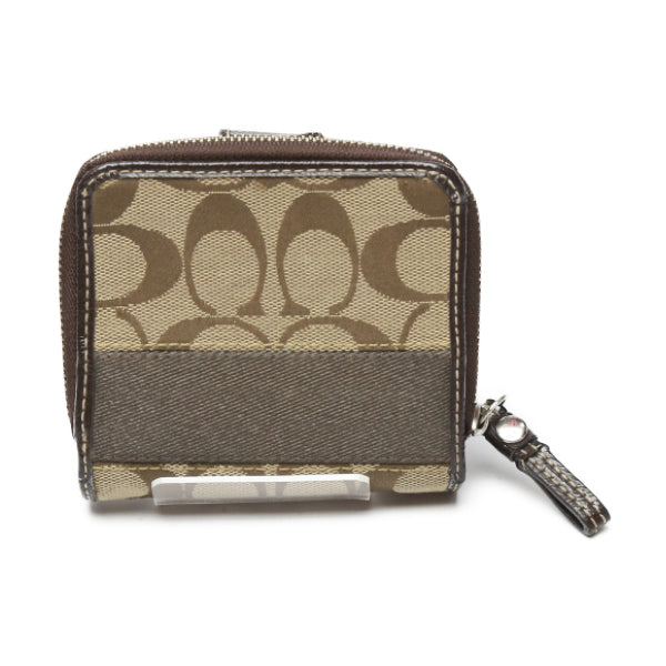 コーチ COACH 二つ折り財布
COACH シグネチャー キャンバス×パテント ラウンドファスナー レザー ブラウン×ベージュ 【SS】
【中古】