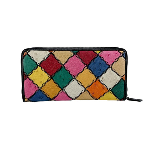 オーストリッチ ostrich 長財布
 ラウンドファスナー 黒縁 黒ステッチ オーストリッチ LB-5055 マルチカラー