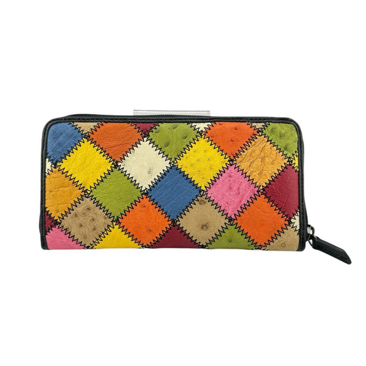 オーストリッチ ostrich 長財布
 長財布 黒縁 黒ステッチ ラウンドファスナー オーストリッチ LB-5055 マルチカラー