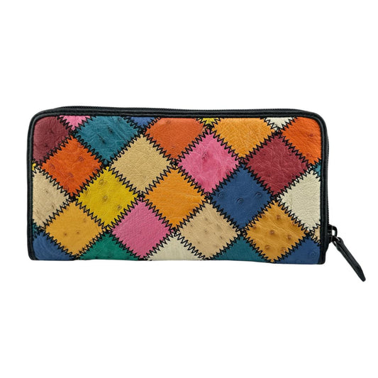 オーストリッチ ostrich 長財布
 パッチワーク マルチカラー ラウンドファスナー  オーストリッチ LB-5055 マルチカラー 【SS】