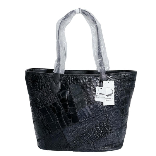 クロコダイル CROCODILE トートバッグ
 トートバッグ 天ファスナー パッチワーク クロコダイル LB-7001BLACKM ブラック 【SS】
