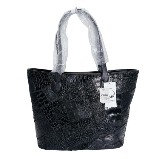 クロコダイル CROCODILE トートバッグ
 トートバッグ 天ファスナー パッチワーク クロコダイル LB-7001BLACKM ブラック 【SS】