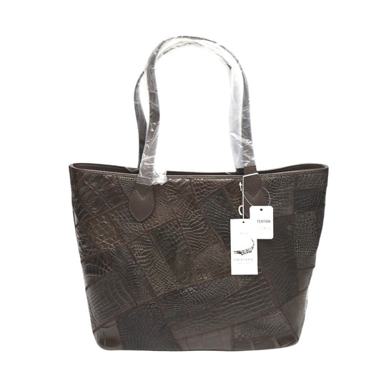 クロコダイル CROCODILE トートバッグ
 トートバッグ パッチワーク 天ファスナー クロコダイル LB-7001 ニコチン