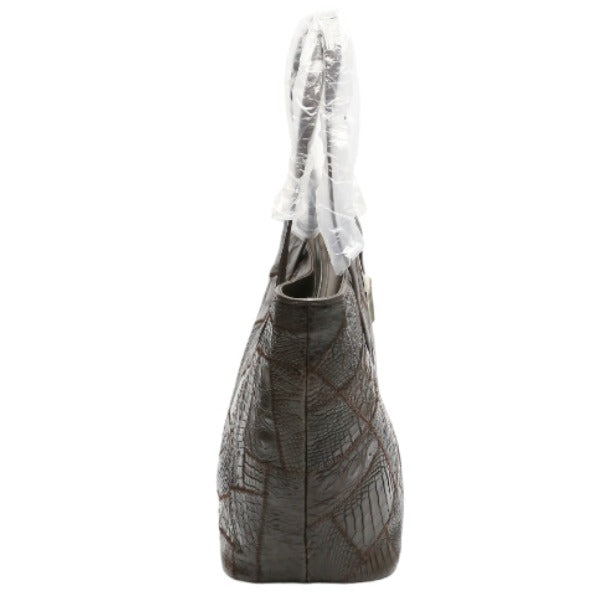 クロコダイル CROCODILE トートバッグ
ショルダーバッグ ブラウン パッチワーク 天ファスナー クロコダイル LB-7001 ニコチン 【SS】