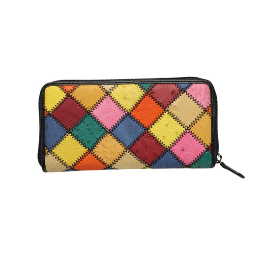 オーストリッチ ostrich 長財布
 パッチワーク ラウンドファスナー マルチカラー LB-5055 マルチカラー