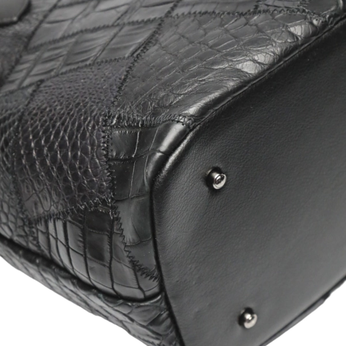 クロコダイル CROCODILE トートバッグ
ショルダートート 天ファスナー パッチワーク クロコダイル LB-7001 ブラック 【SS】