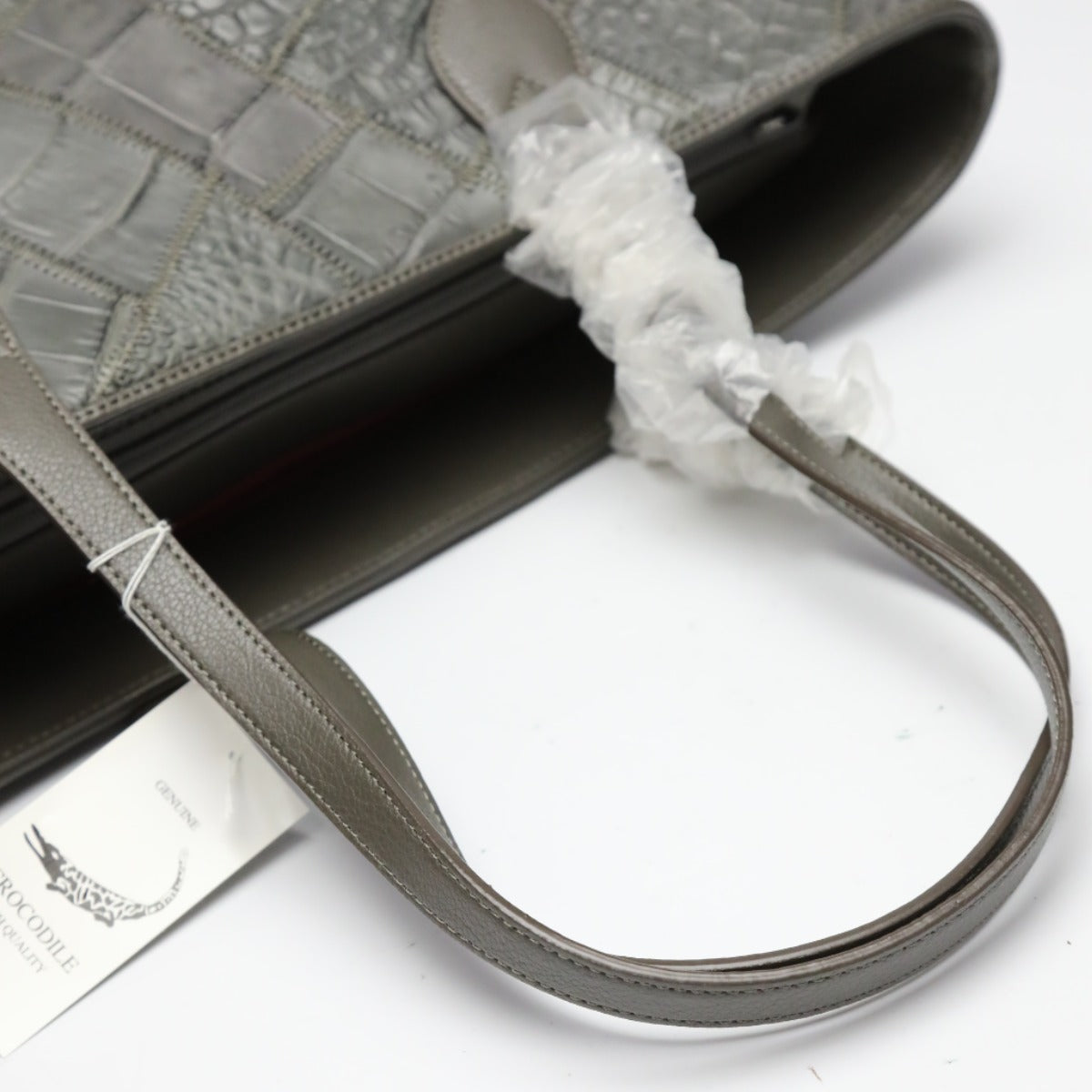 クロコダイル CROCODILE トートバッグ
天ファスナー パッチワーク ショルダーバッグ クロコダイル LB-7001 グレー 【SS】