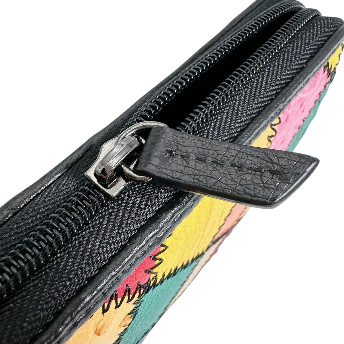 オーストリッチ ostrich 長財布
ラウンドファスナー 黒ステッチ パッチワーク オーストリッチ LB-5055 マルチカラー 【SS】