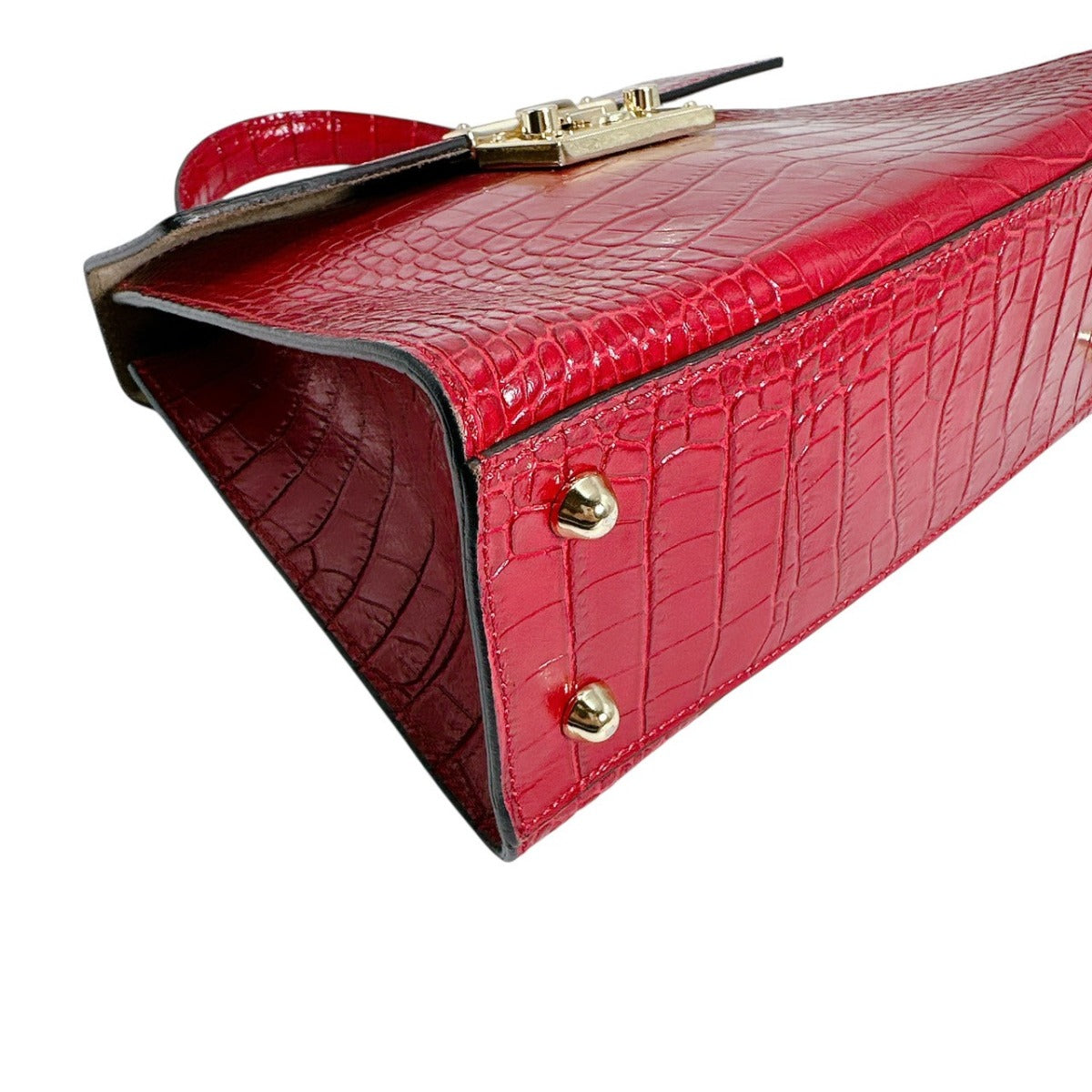 クロコダイル CROCODILE ハンドバッグ
2WAY 型押しクロコ ショルダー 牛革 レッド 【SS】
【中古】