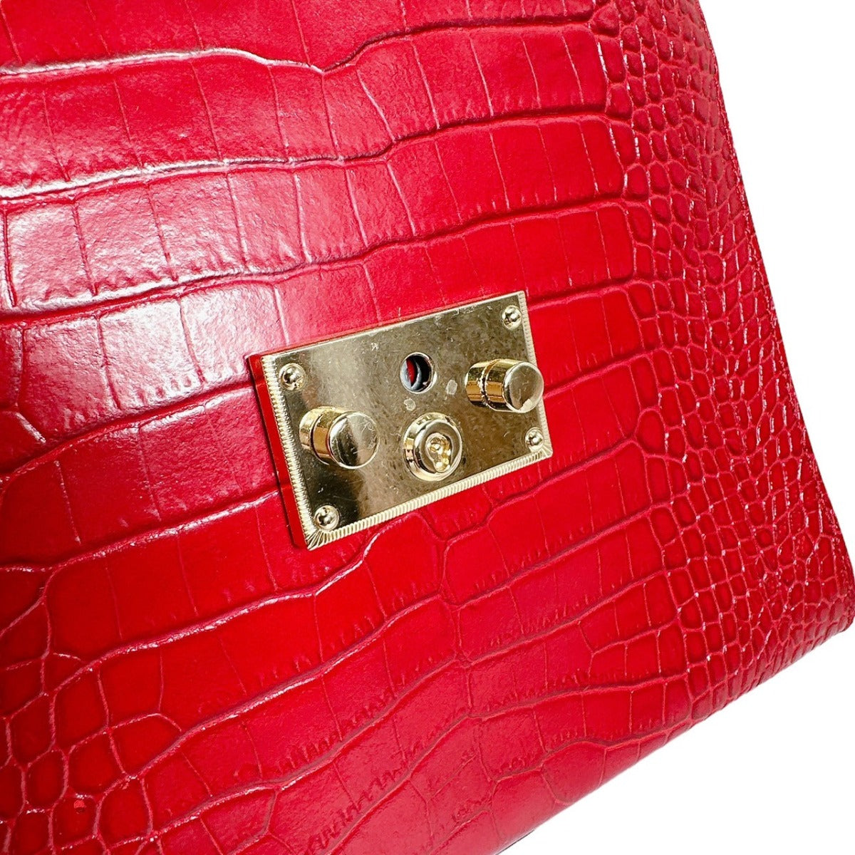 クロコダイル CROCODILE ハンドバッグ
2WAY 型押しクロコ ショルダー 牛革 レッド 【SS】
【中古】