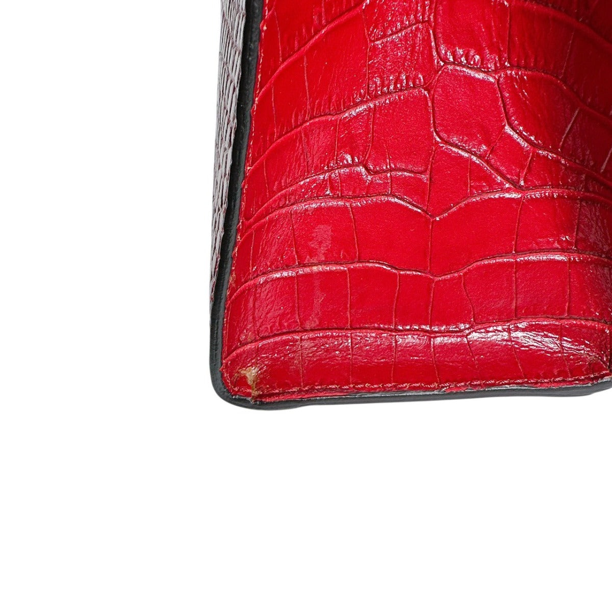 クロコダイル CROCODILE ハンドバッグ
2WAY 型押しクロコ ショルダー 牛革 レッド 【SS】
【中古】