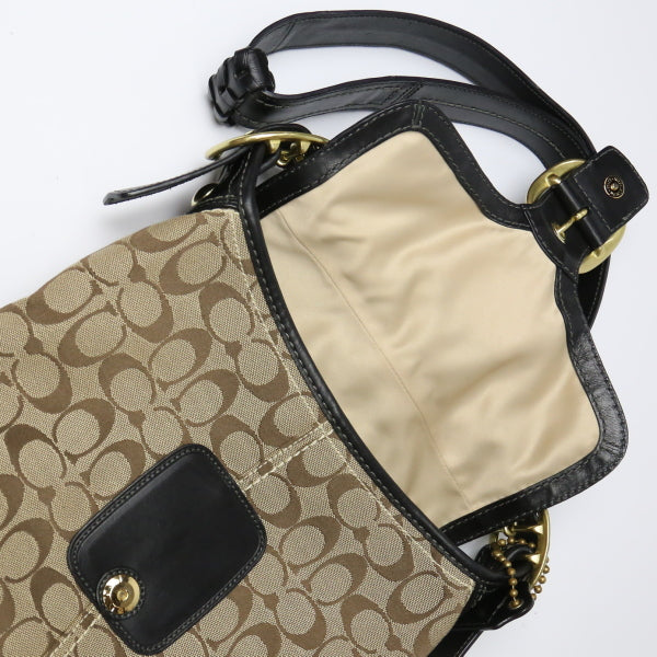 コーチ COACH ショルダーバッグ
斜めかけ シグネチャー レザー 11436 ブラック×ベージュ 【SS】
【中古】