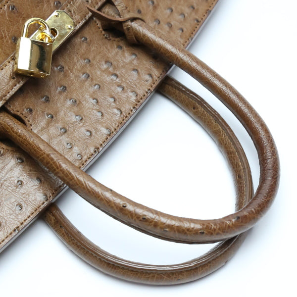 オーストリッチ ostrich ハンドバッグ
フルポイント クロシェット付き カデナ オーストリッチ ブラウン 【SS】
【中古】