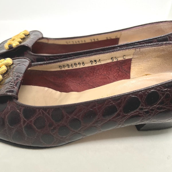 サルヴァトーレフェラガモ Salvatore Ferragamo パンプス
クロコ型押し 5 1/2 C ワインレッド 【SS】
【中古】