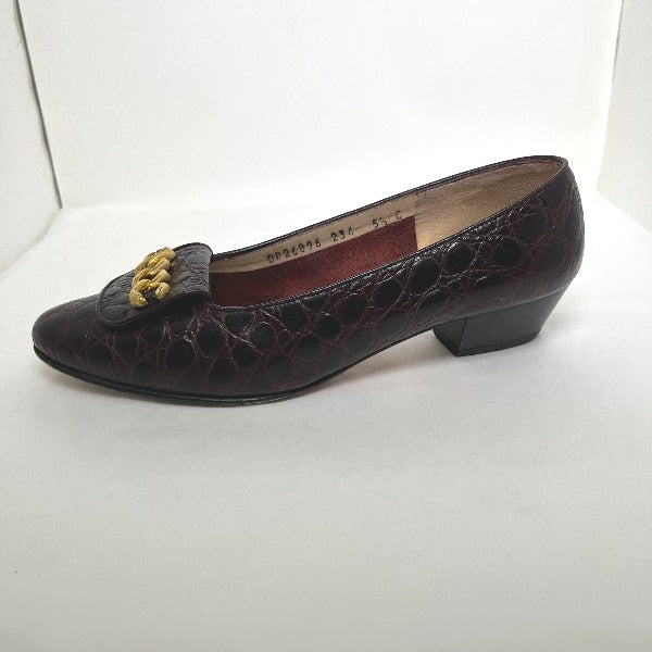 サルヴァトーレフェラガモ Salvatore Ferragamo パンプス
クロコ型押し 5 1/2 C ワインレッド 【SS】
【中古】