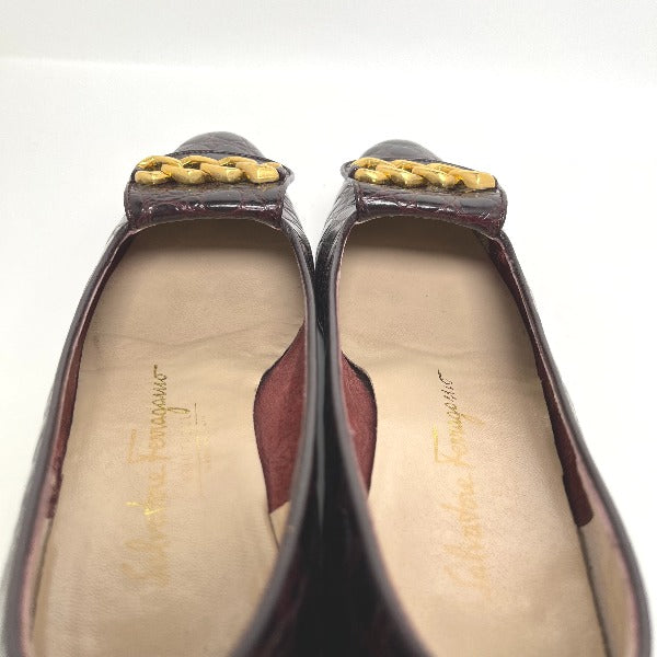 サルヴァトーレフェラガモ Salvatore Ferragamo パンプス
クロコ型押し 5 1/2 C ワインレッド 【SS】
【中古】