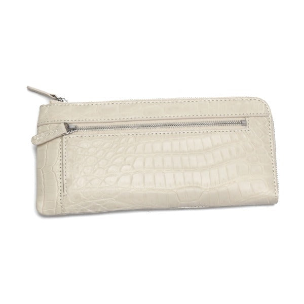 クロコダイル CROCODILE 長財布
サイドファスナー付き クロコダイル L字ファスナー クロコダイル W169L アイボリー 【H】