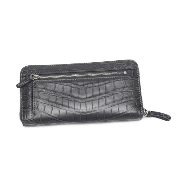 クロコダイル CROCODILE 長財布
サイドファスナー付き クロコダイル ラウンドファスナー クロコダイル W168L グレー 【SS】