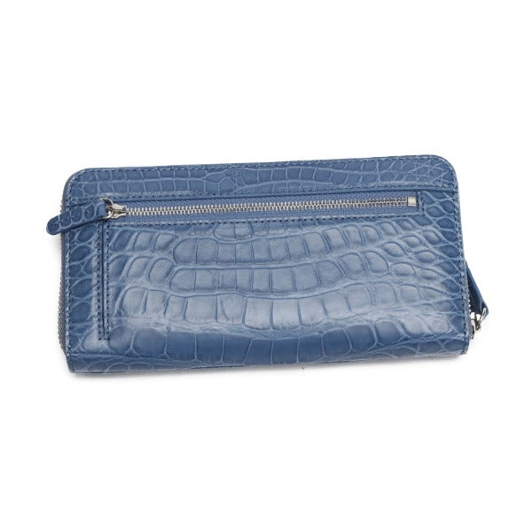 クロコダイル CROCODILE 長財布
サイドファスナー付き クロコダイル ラウンドファスナー クロコダイル W168L ブルー 【SS】