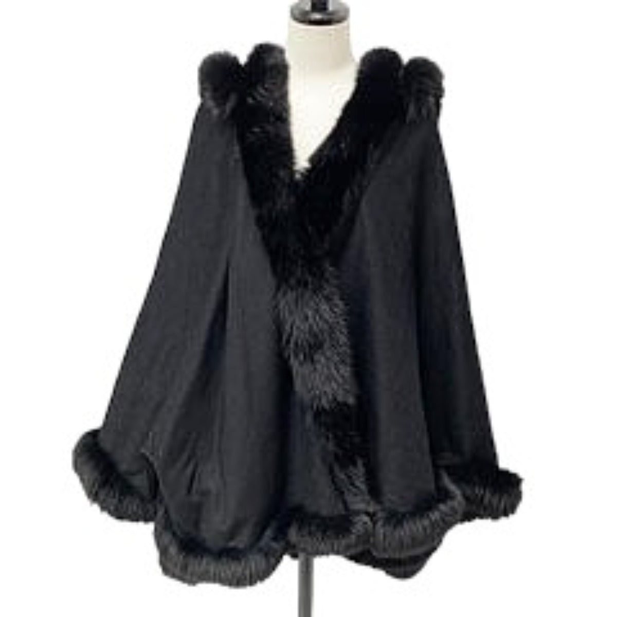 ピエール・バルマン PIERRE BALMAIN ポンチョ
毛皮コート フード付き カシミヤ100% ブラック 【SS】
【中古】