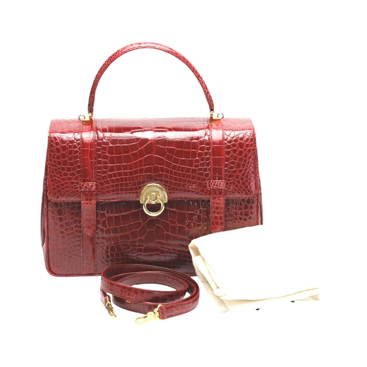 クロコダイル CROCODILE ハンドバッグ
2WAYバッグ レザー クロコ クロコダイル レッド 【SS】
【中古】