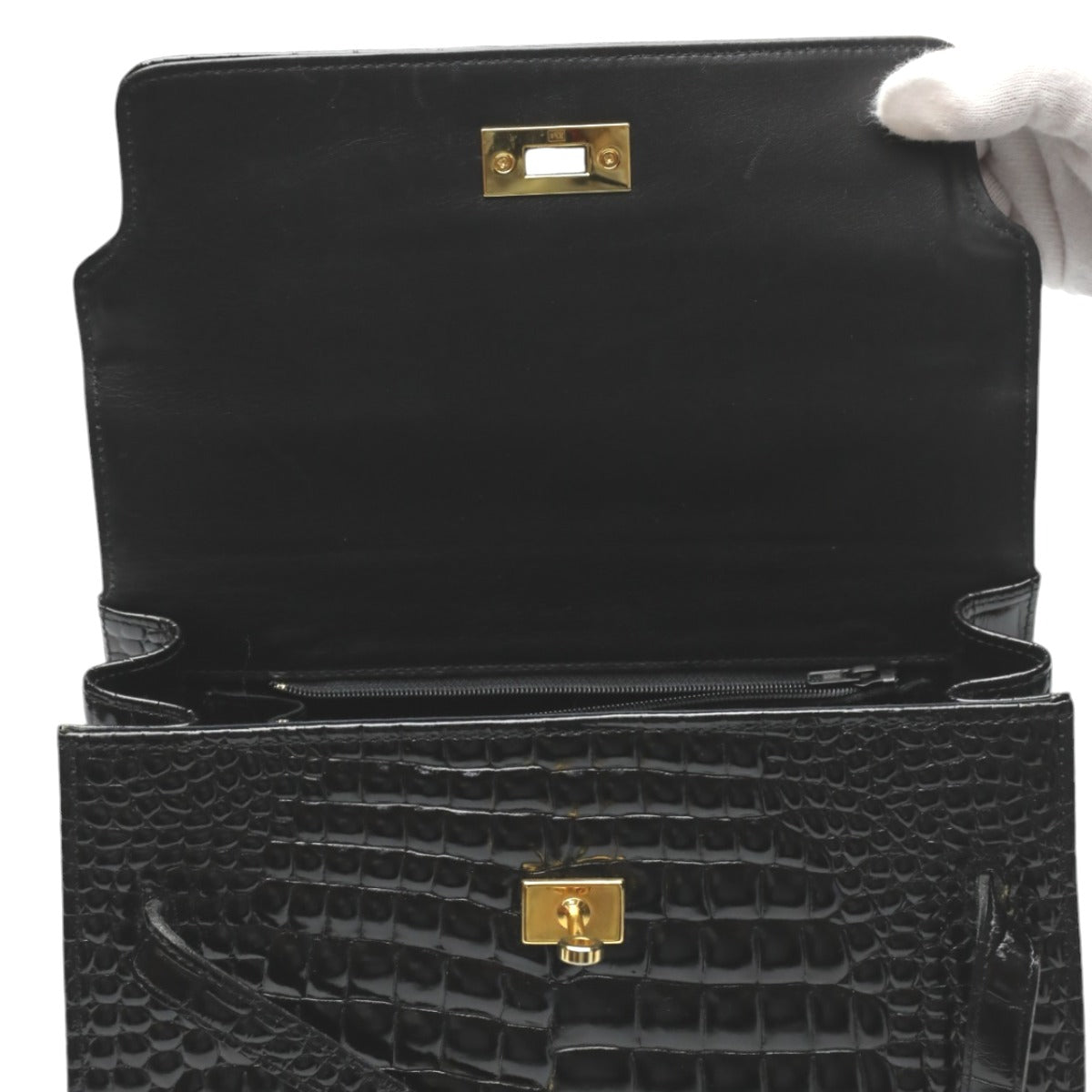 クロコダイル CROCODILE ハンドバッグ
ハンドバッグ 金金具 クロコダイル ブラック 【SS】
【中古】