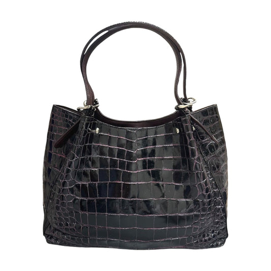 クロコダイル CROCODILE ハンドバッグ
 トートバッグ クロコダイル ブラックピンク JRA 日本製 クロコダイル ブラック/ピンク 【SS】
 【中古】