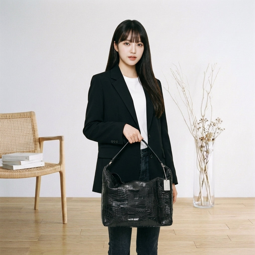 クロコダイル CROCODILE ショルダーバッグ
パッチワーク 訳あり マット クロコダイル K-11765 ブラック 【H】