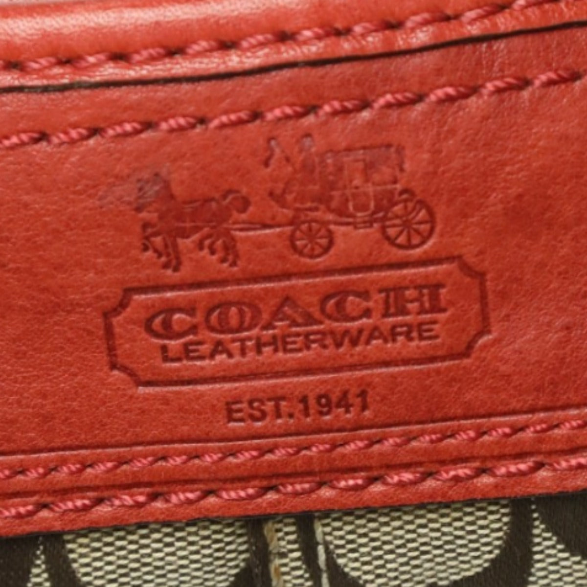 コーチ COACH ショルダーバッグ
 ショルダーバッグ シグネチャー ダッフルサック レザー 11437 ブラウン×レッド 【SS】
 【中古】